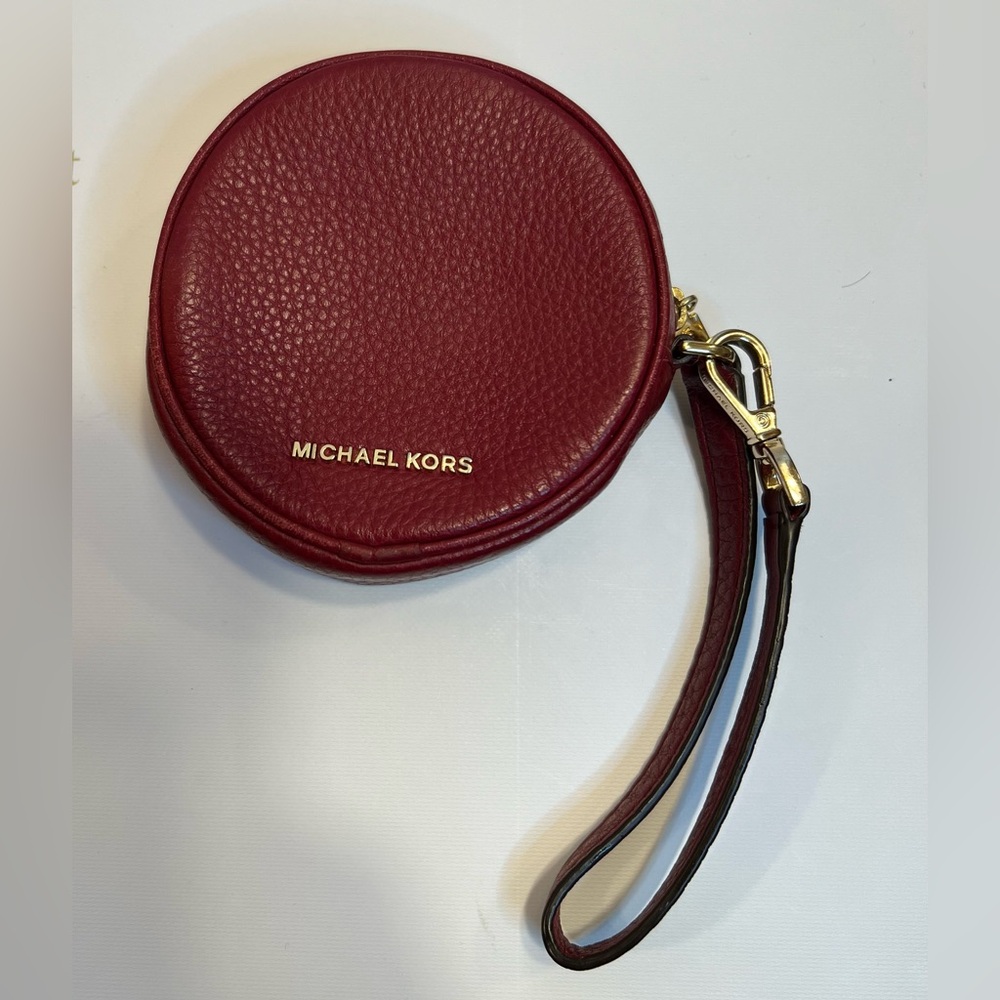 MICHAEL KORS Red With Gold Studded Wristlet - Picture 2 of 5